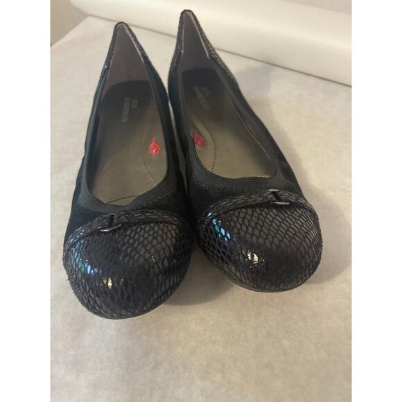 Ros Hommerson Rosita Black Leather with Snake print Ballet Flat Size 7.5 women - Picture 2 of 10